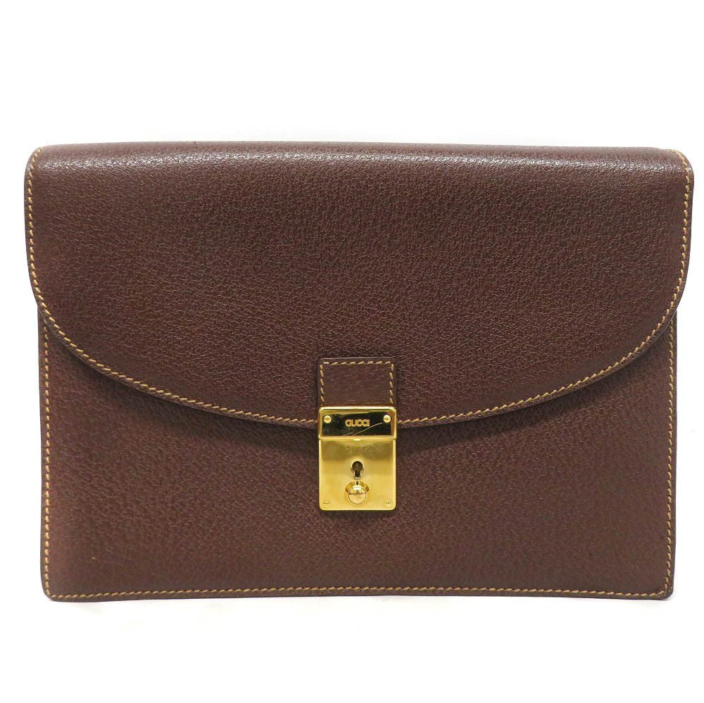 Gucci Leather Pouch Shoulder Bag Brown